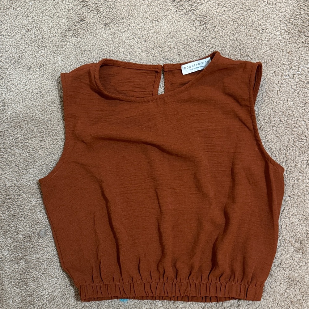Paper crane  Elastic-Hem Sleeveless Crop Tank